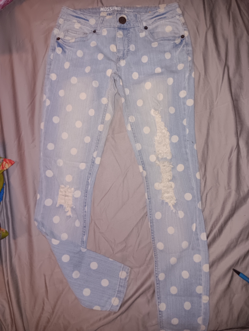Mossimo Supply Co. Light Blue Polka Dot Skinny Jeans